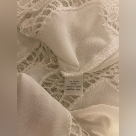 Charming Charlie Cream Embellished 3/4 Sleeve Blouse - Picture 3 of 5